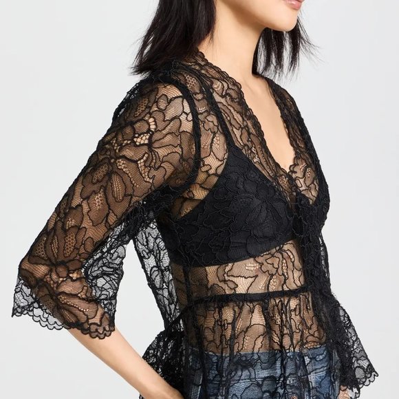 GANNI! Light Lace V Neck Blouse  Light Lace - Picture 2 of 10